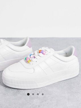 ASOS design duet flat form lace up sneakers with beads